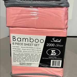 Solid 2000 Series Bamboo King Sheet Set - Pink
